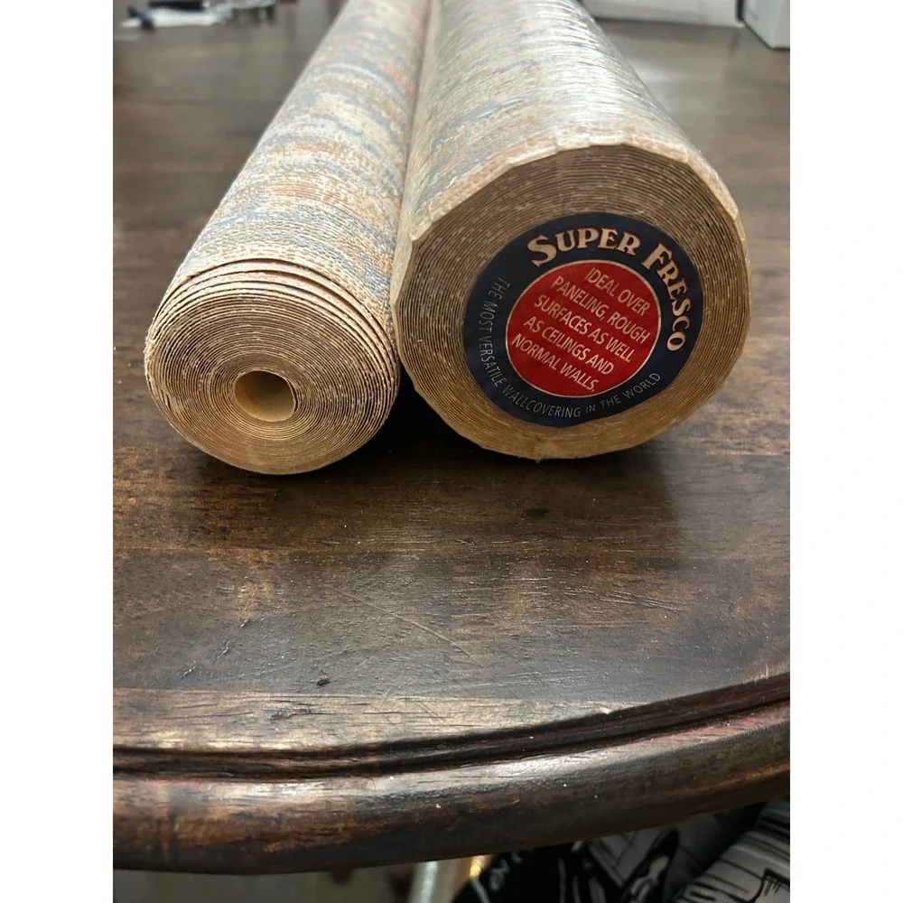 Graham & Brown Super Fresco Textured Vinyl Wallpaper Blue Peach Geometric